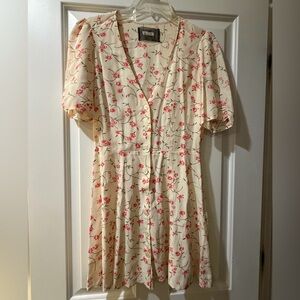 Reformation Cream Floral Mini Dress
